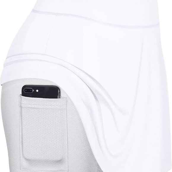 BlevonH Women's Tennis/Golf Skort with Pocket, Pure White - Picture 2 of 3